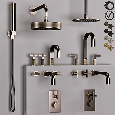 Gessi Inciso Bathroom Faucet Set 3D model image 1 