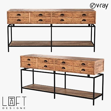 LoftDesign 7331: Stylish Wood and Metal Console 3D model image 1 