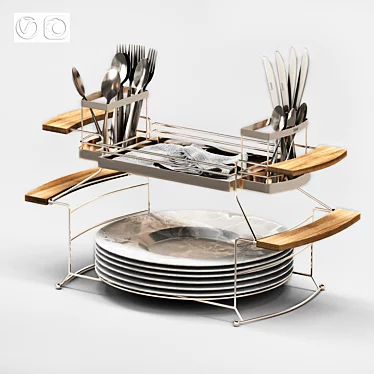 Sleek Kitchen Dish Rack 3D model image 1 