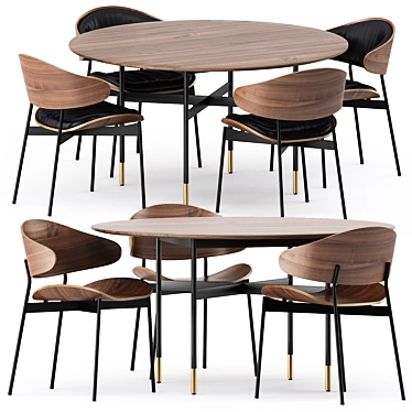 Sleek Harri Table & Elegant Luz Chair 3D model image 1 