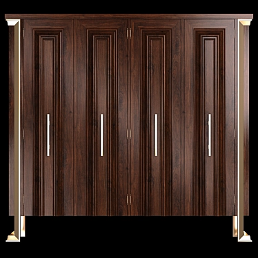 Elegant Walnut Wardrobe 3D model image 1 