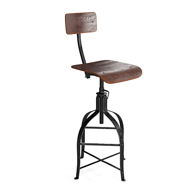 Rustic Drafting Chair: Photorealistic 3D Model 3D model image 1 