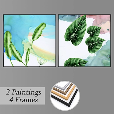 Elegant Wall Paintings Set 3D model image 1 