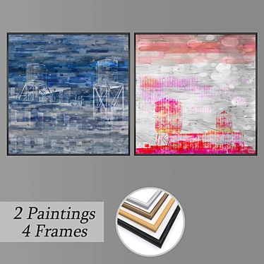 Modern Wall Art Set with Multiple Frames 3D model image 1 