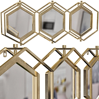 Contemporary Triple Hex Mirror 3D model image 1 