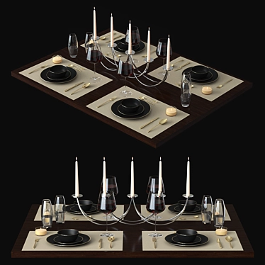 Elegant Dining Table Setup 3D model image 1 
