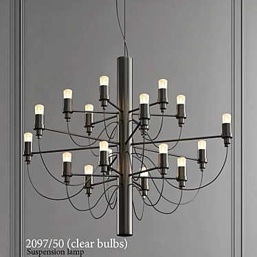 Contemporary Clear Bulb Chandelier 3D model image 1 