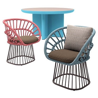 Kettal Cala Dining Chair & Table Set 3D model image 1 