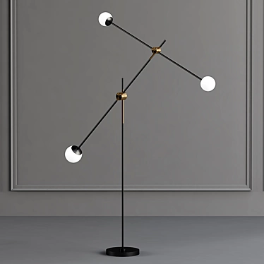 Elegant Brass and Copper Floor Lamp 3D model image 1 