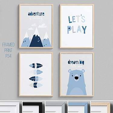 Adventure Blue Nursery Wall Art 3D model image 1 