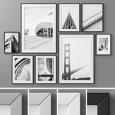  Versatile Photo Frames Set - 4 Colors, 8 Frames - 50x70cm, 30x40cm, A4 3D model image 1 