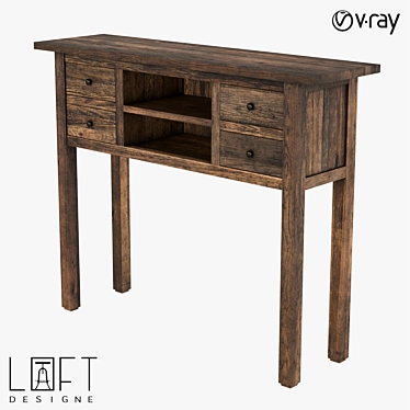Minimalistic Wooden Console Table 3D model image 1 