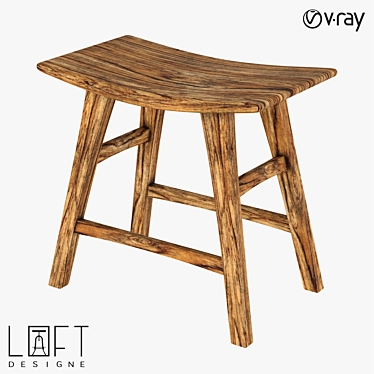 LoftDesigne 30003: Stylish Wooden Stool 3D model image 1 