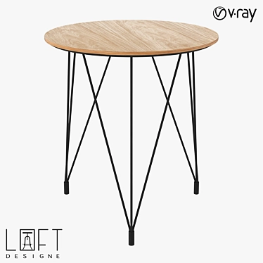 Modern Wooden Loft Table - 70x70cm 3D model image 1 