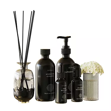 Sleek Noir Bath Set 3D model image 1 