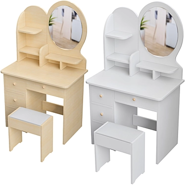 Luxury Vanity Set with Cushioned Stool 3D model image 1 