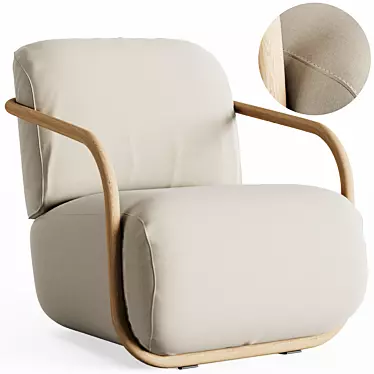 Sleek Bentwood Armchair 3D model image 1 