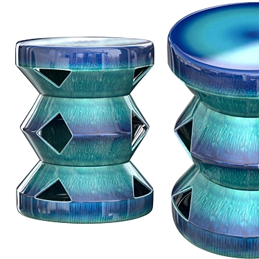 Turquoise Zig Zag Pedestal 3D model image 1 