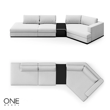 OM RENE 3: Elegant Wooden Sofa 3D model image 1 