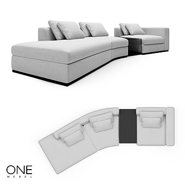 OM RENE 4: Exquisite Wooden Sofa 3D model image 1 