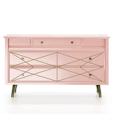 Luxurious Vintage Pink and Gold Sideboard 3D model image 1 