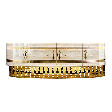 Elegant Elliptical Wood and Gold Console 3D model image 1 