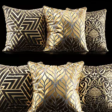 Luxury Velvet & Gold Pillows 3D model image 1 