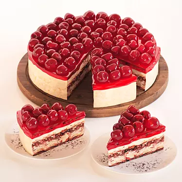 Cherry Delight Cake: Decadent, Delicious, Divine 3D model image 1 