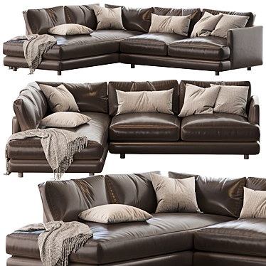 Haven Leather 2-Piece Chaise Sectional 3D model image 1 