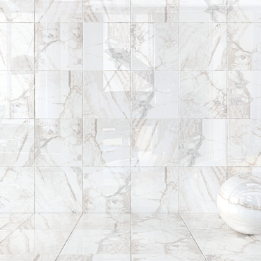 Elegant Nora White Marble Tiles 3D model image 1 
