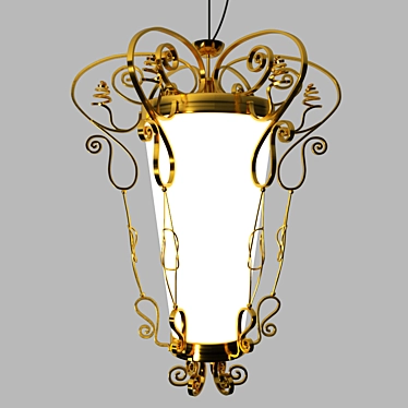 Classic Gold and White Pendant Lamp 3D model image 1 