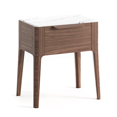 Elegant Walnut Bedside Table 3D model image 1 