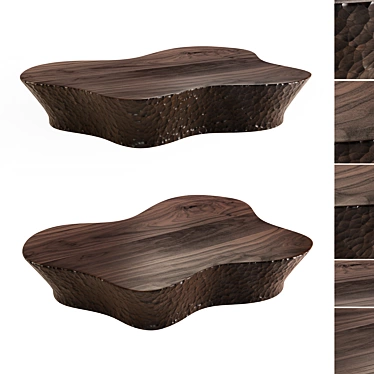 SSU 02 Coffee Table: Hammered Wood & Sleek Design 3D model image 1 