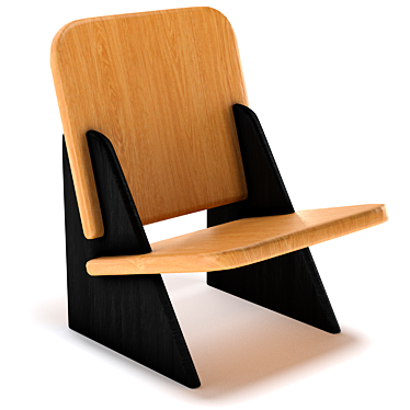 Sleek Black Oak Dolmena Chair 3D model image 1 
