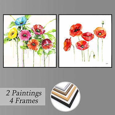 Elegant Wall Art Set with Multiple Frame Options 3D model image 1 