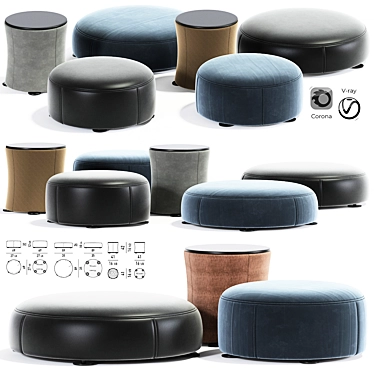 Modern Davis Pouf Set Minotti 3D model image 1 