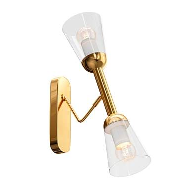 Elegant Amber Brass Wall Sconce 3D model image 1 