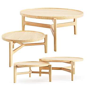 Alyasa Oak Coffee Table Set 3D model image 1 