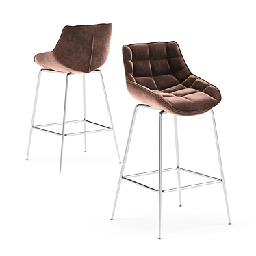 Elegant Mocco-Velvet Bar Chair 3D model image 1 