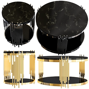 Alvaro Rose Gold / Marble Side Table / Coffee Table Set