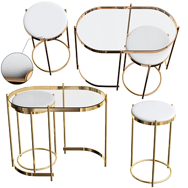 Trinity Nesting Side Tables - Versatile and Stylish Furniture 3D model image 1 