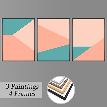 Elegant Wall Art Set with Various Frames 3D model image 1 