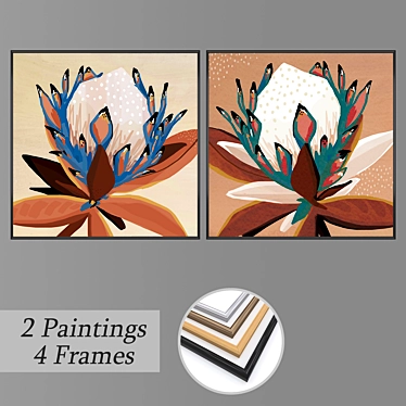 Modern Wall Art Set with Multiple Frames 3D model image 1 