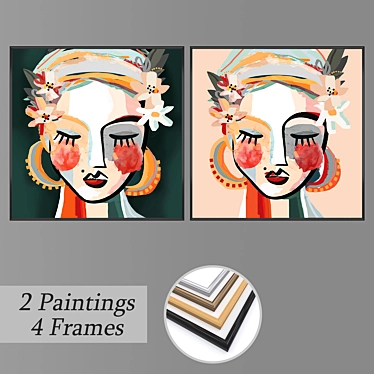 Versatile Set of 2 Wall Paintings 3D model image 1 