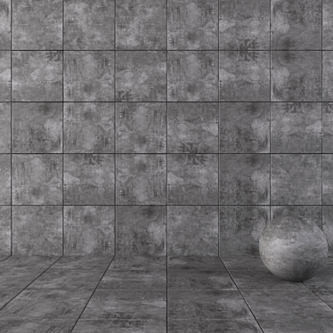 Boldly Black Concrete Wall Tiles 3D model image 1 