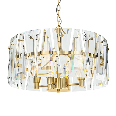 Elegant Ruby Crystal Gold Chandelier 3D model image 1 