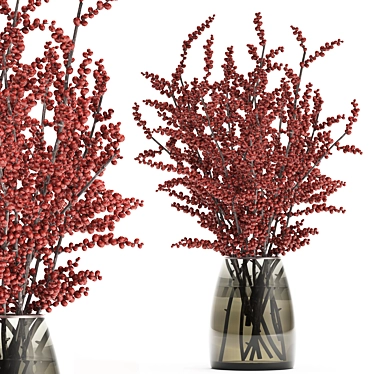 Natural Red Berry Branch Bouquet 3D model image 1 