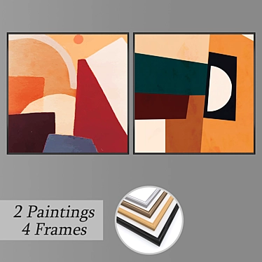 Modern Wall Paintings Set 3D model image 1 