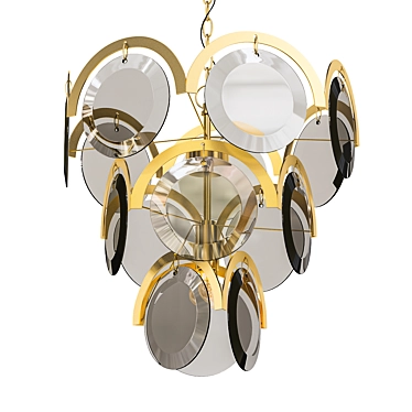 Sleek Smoked Glass Disc Chandelier 3D model image 1 