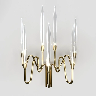 Pezzo 3 44.839 - Stylish Brass and Glass Art Deco Light Fixture 3D model image 1 